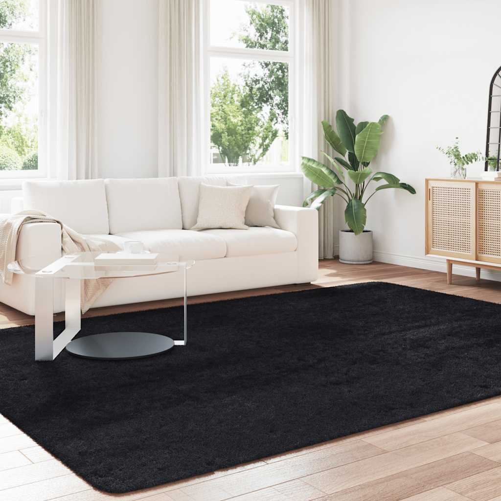 Shaggy Rug High Pile NAVARRA Black 240x340 cm Polyester