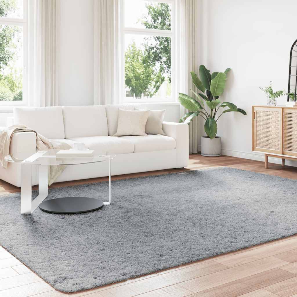 Shaggy Rug High Pile NAVARRA Light Grey 240x340 cm Polyester