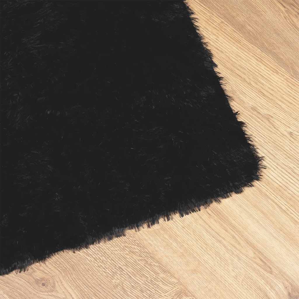 Shaggy Rug High Pile NAVARRA Black 120x120 cm Polyester