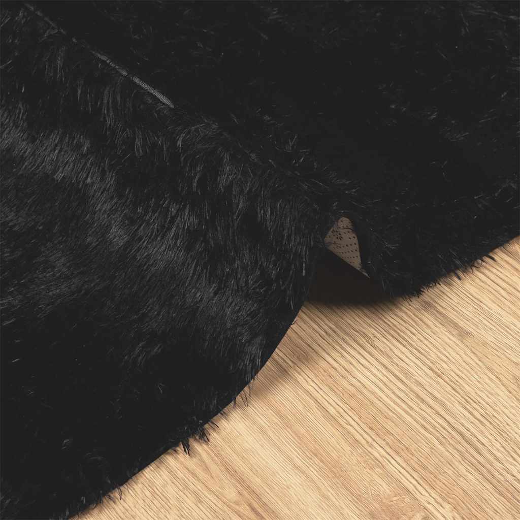 Shaggy Rug High Pile NAVARRA Black 120x120 cm Polyester