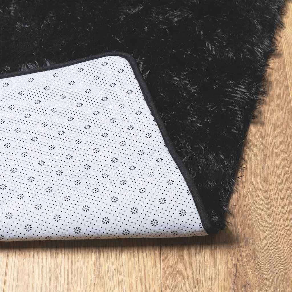Shaggy Rug High Pile NAVARRA Black 120x120 cm Polyester