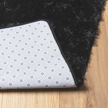Shaggy Rug High Pile NAVARRA Black 120x120 cm Polyester