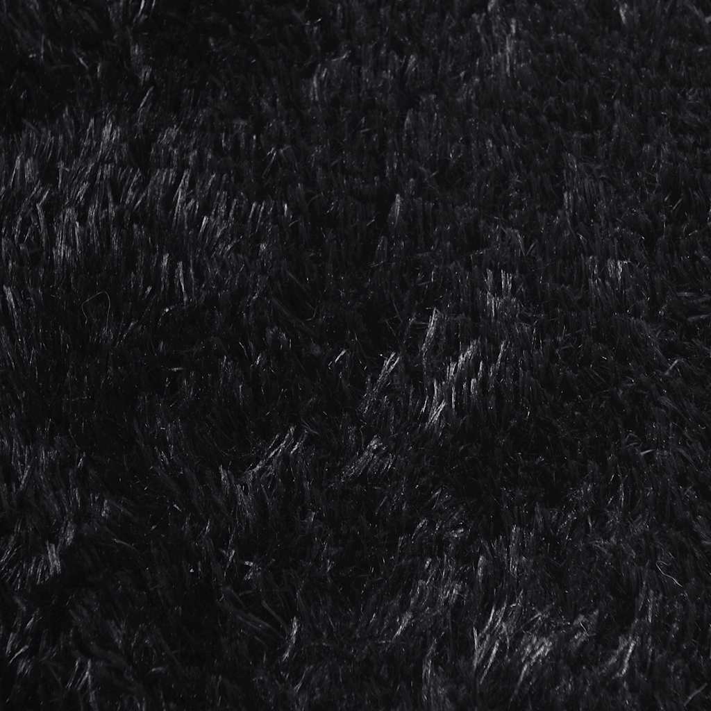 Shaggy Rug High Pile NAVARRA Black 120x120 cm Polyester