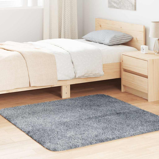 Shaggy Rug High Pile NAVARRA Light Grey 120x120 cm Polyester