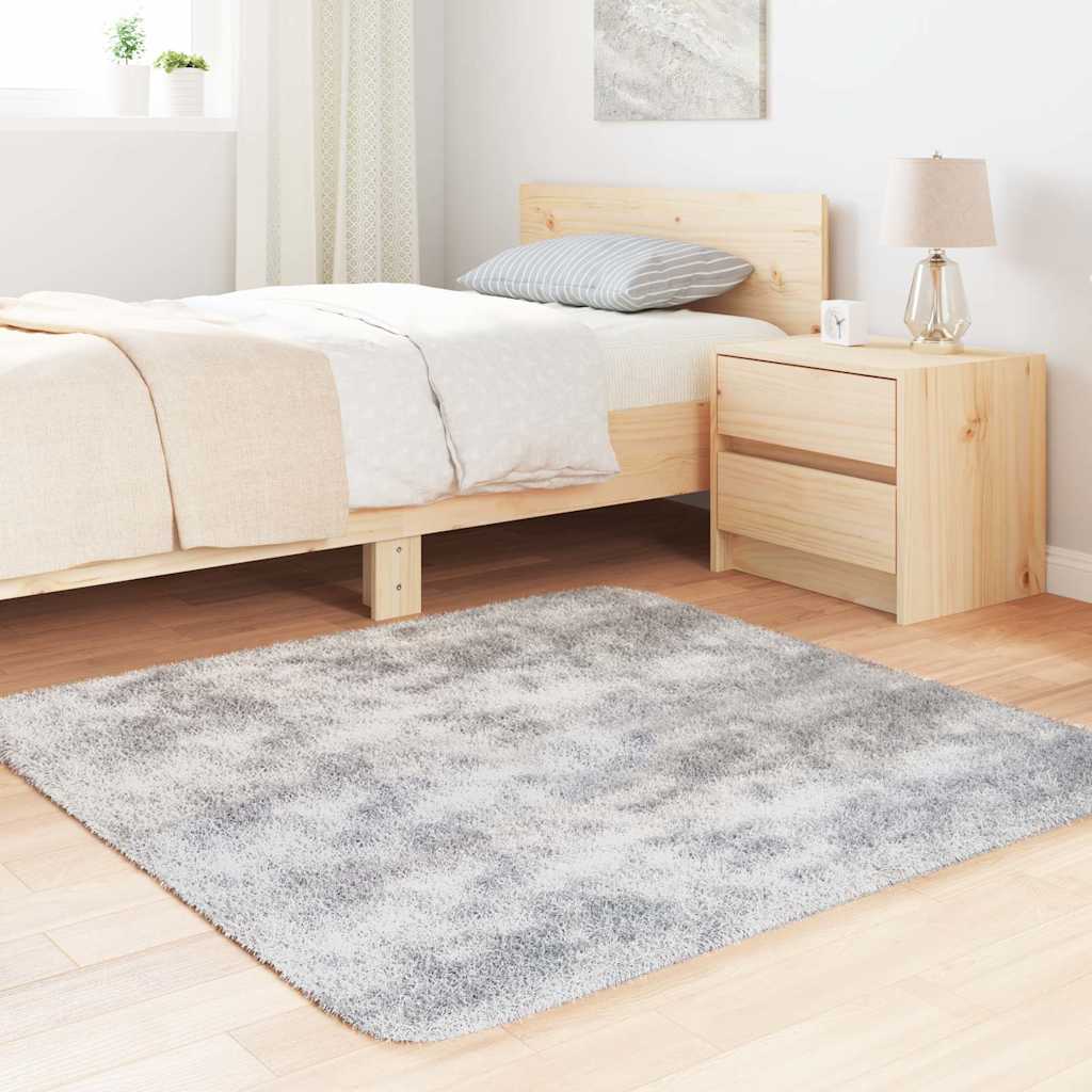Shaggy Rug High Pile NAVARRA Silver Grey 120x120 cm Polyester