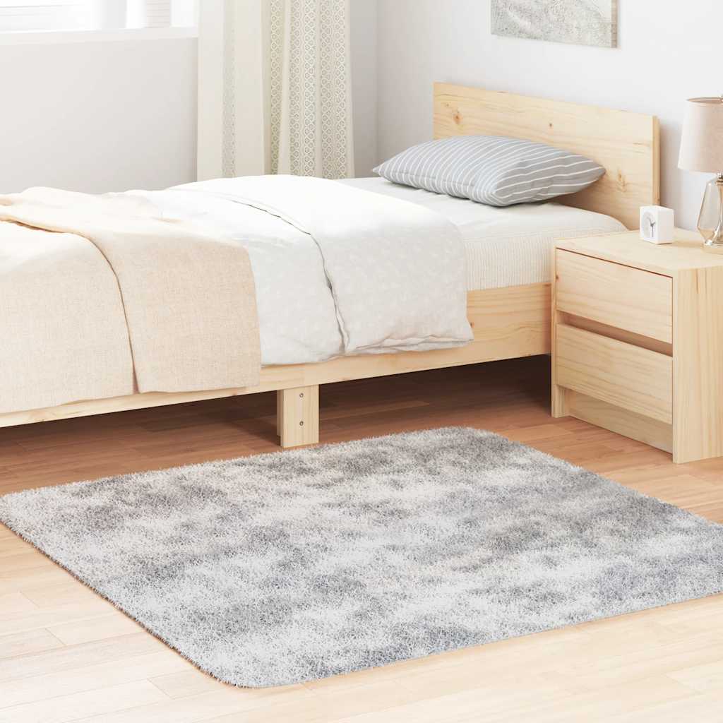 Shaggy Rug High Pile NAVARRA Silver Grey 120x120 cm Polyester