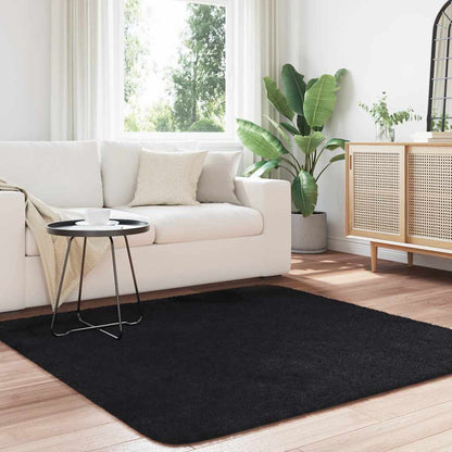 Shaggy Rug High Pile NAVARRA Black 160x160 cm Polyester