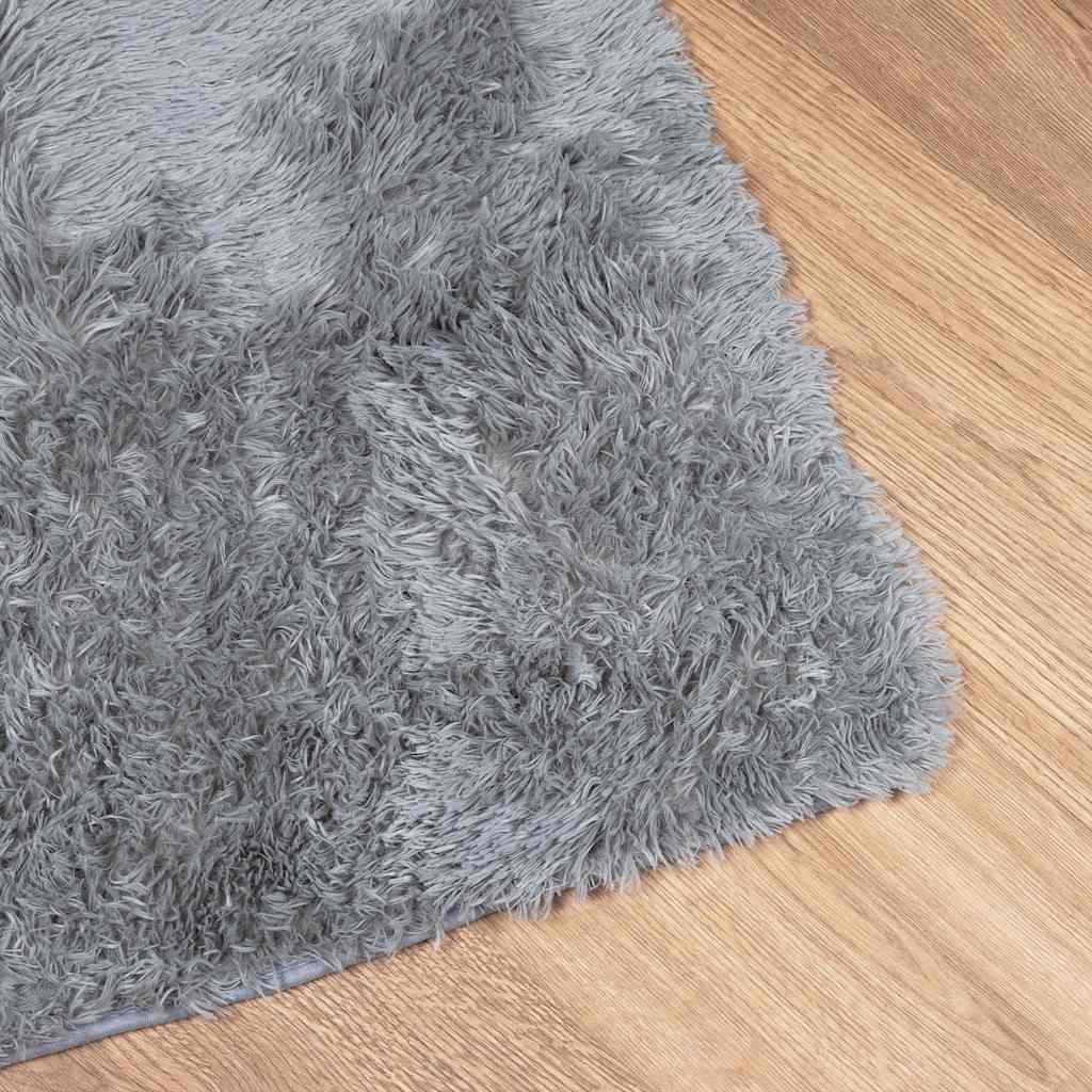 Shaggy Rug High Pile NAVARRA Light Grey 160x160 cm Polyester