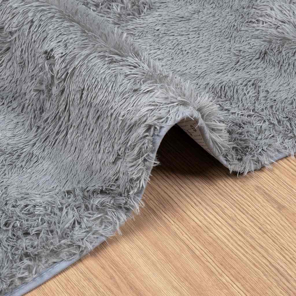 Shaggy Rug High Pile NAVARRA Light Grey 160x160 cm Polyester