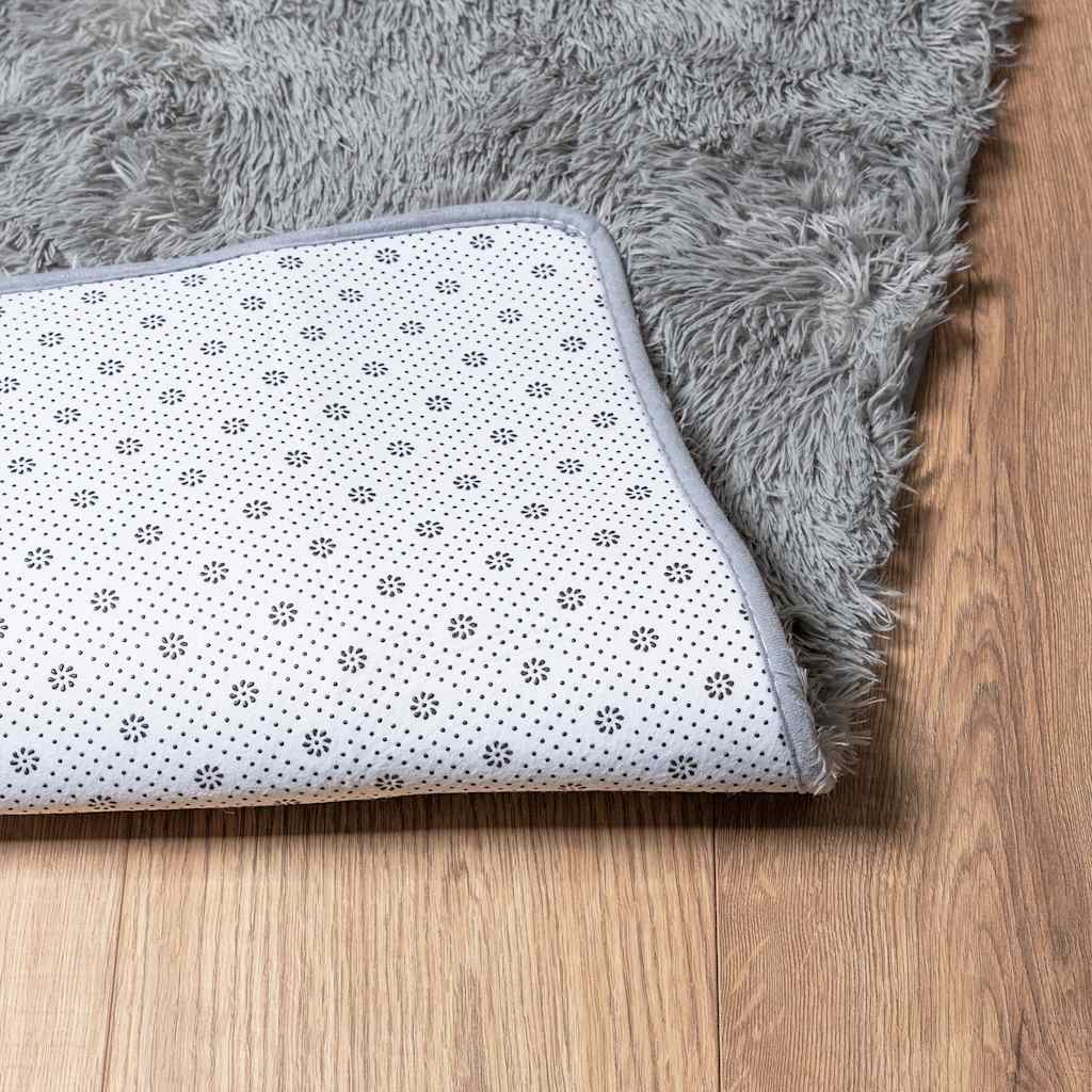 Shaggy Rug High Pile NAVARRA Light Grey 160x160 cm Polyester