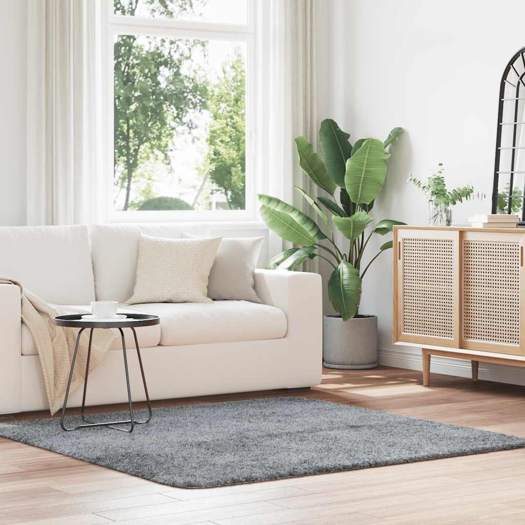 Shaggy Rug High Pile NAVARRA Light Grey 160x160 cm Polyester