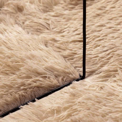 Shaggy Rug High Pile NAVARRA Beige 200x200 cm Polyester