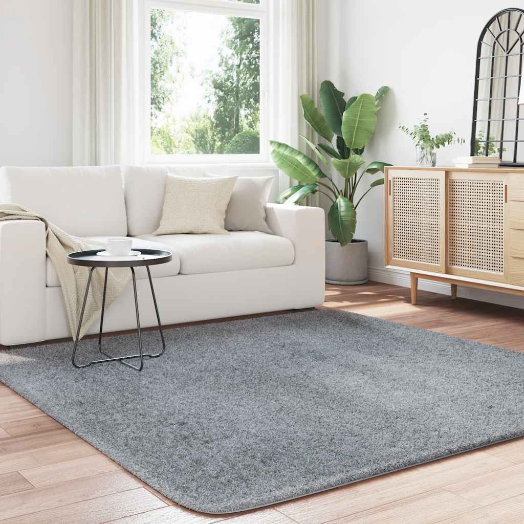 Shaggy Rug High Pile NAVARRA Light Grey 200x200 cm Polyester