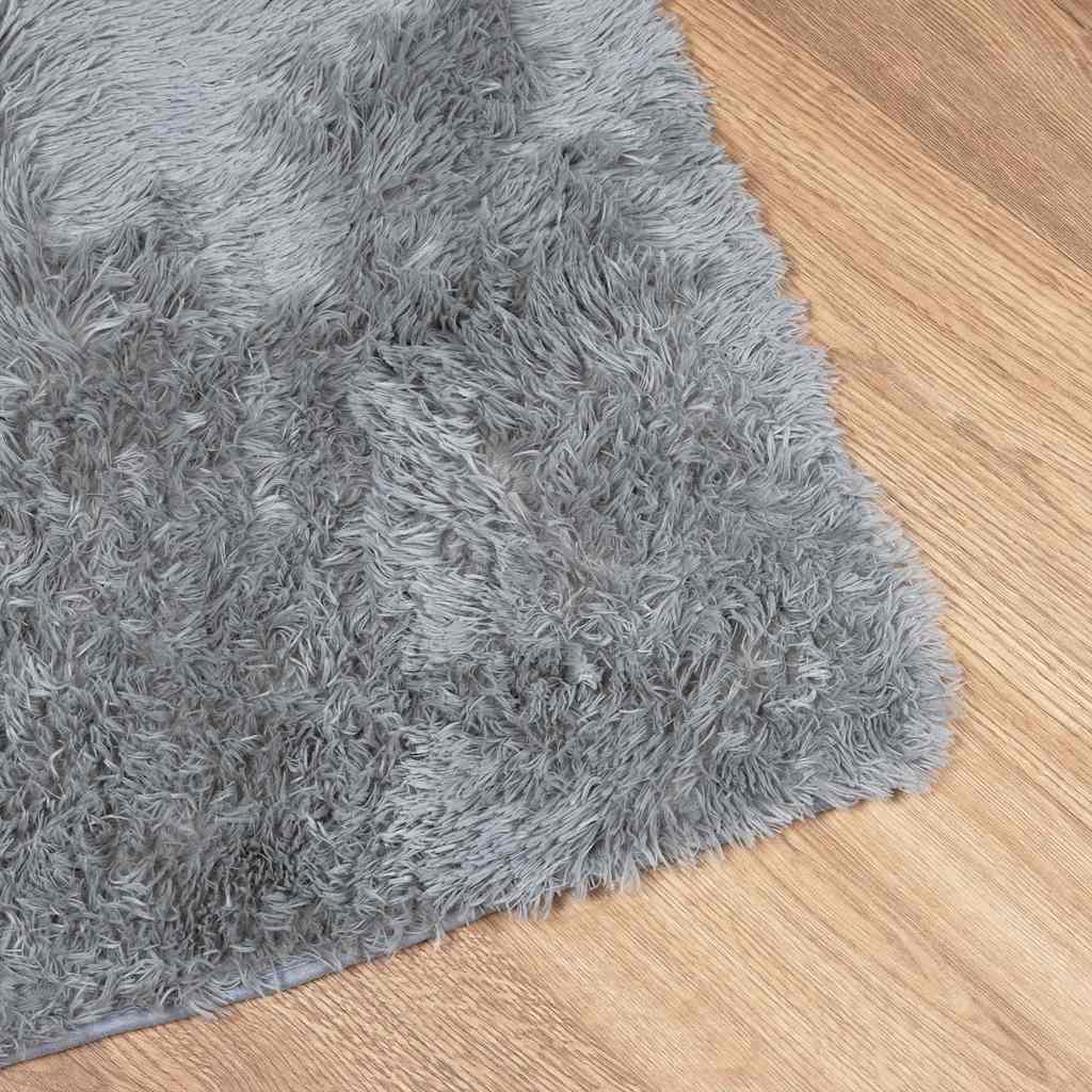 Shaggy Rug High Pile NAVARRA Light Grey 200x200 cm Polyester