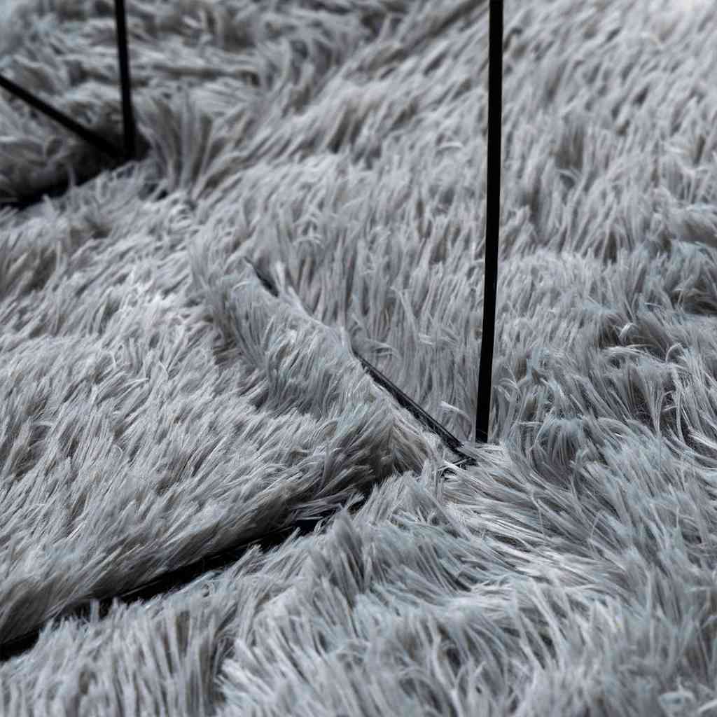 Shaggy Rug High Pile NAVARRA Light Grey 200x200 cm Polyester