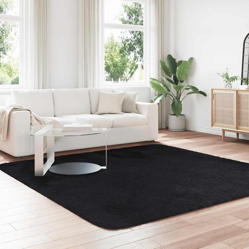 Shaggy Rug High Pile NAVARRA Black 240x240 cm Polyester