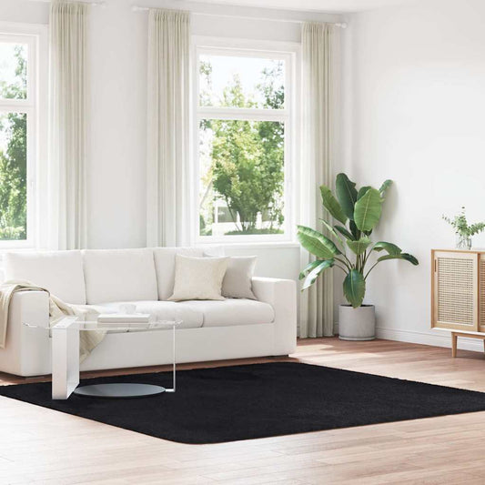 Shaggy Rug High Pile NAVARRA Black 240x240 cm Polyester
