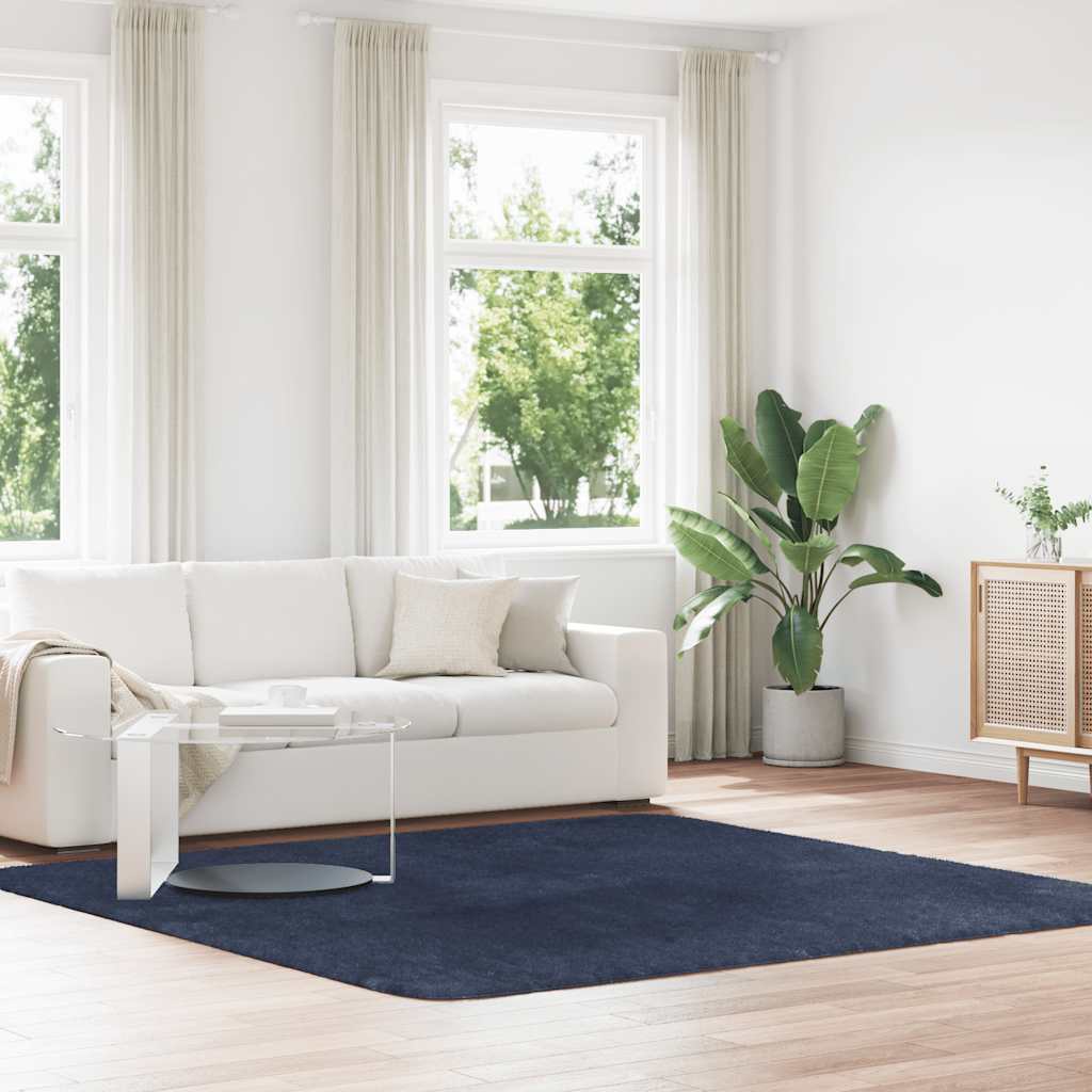 Shaggy Rug High Pile NAVARRA Navy 240x240 cm Polyester