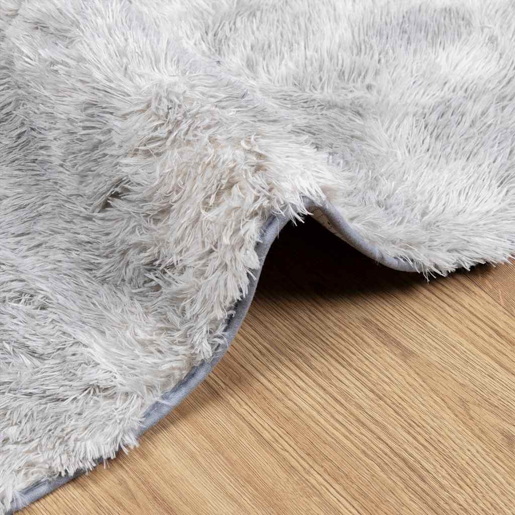 Shaggy Rug High Pile NAVARRA Silver Grey 240x240 cm Polyester
