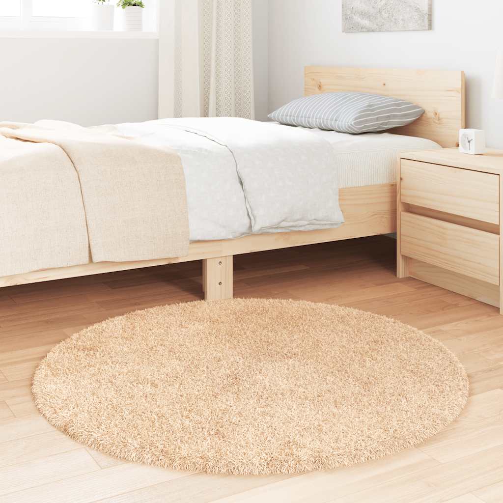 Shaggy Rug High Pile NAVARRA Beige 100x100 cm Polyester