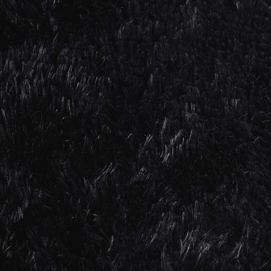 Shaggy Rug High Pile NAVARRA Black 100x100 cm Polyester
