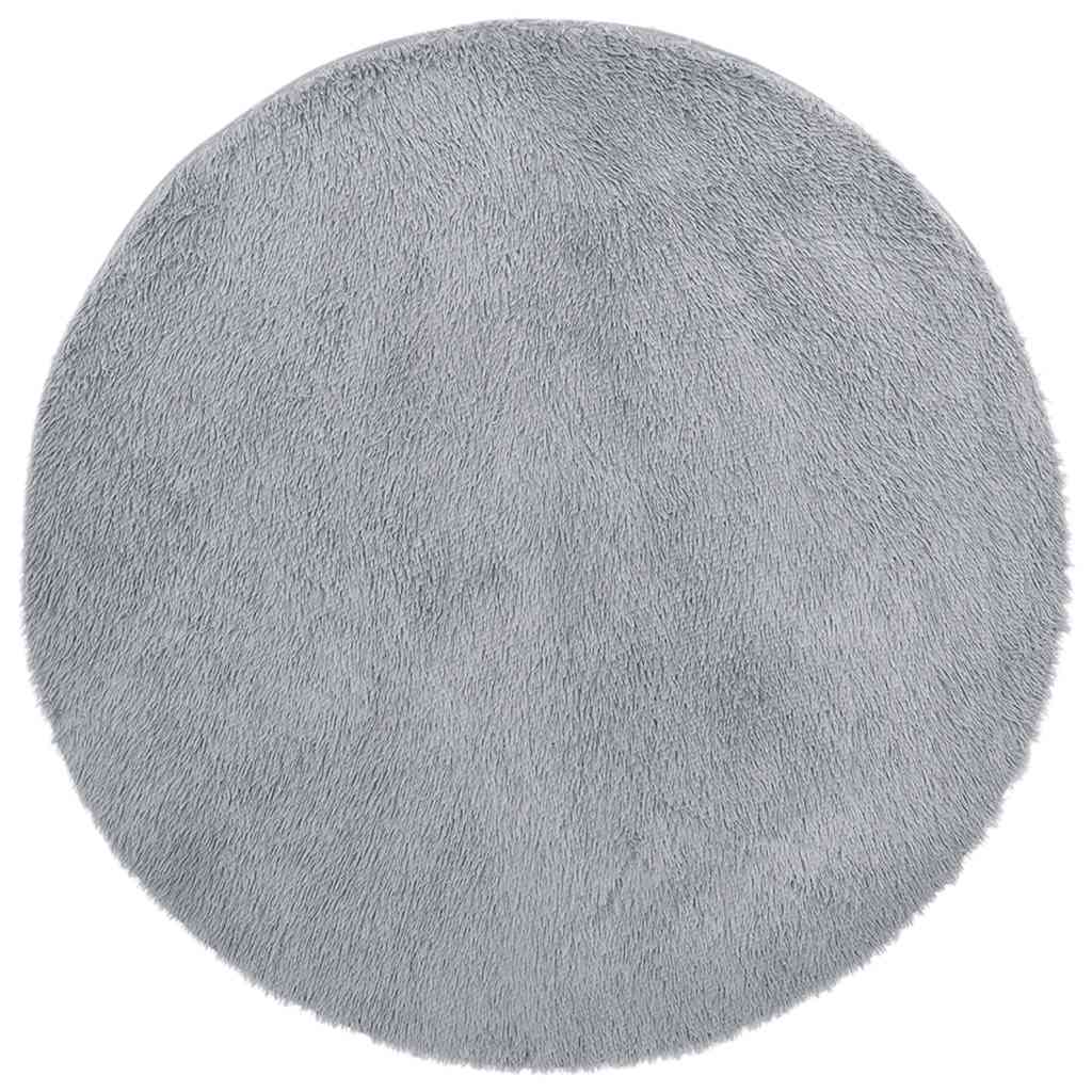 Shaggy Rug High Pile NAVARRA Light Grey 100x100 cm Polyester