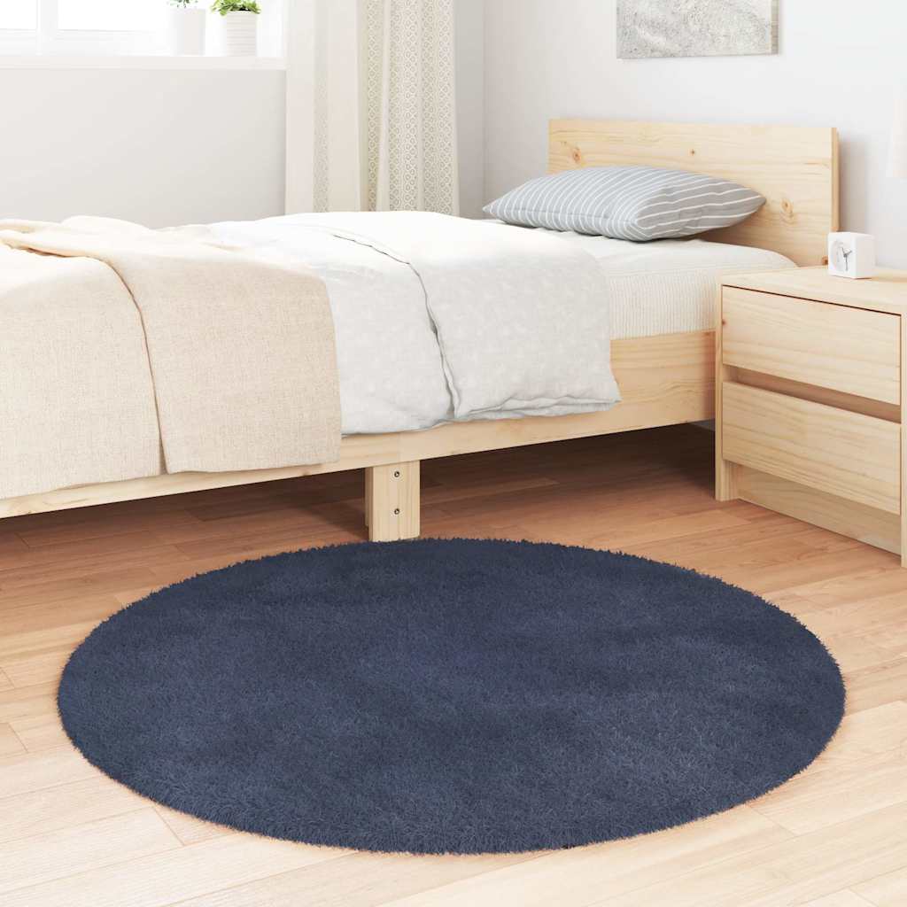 Shaggy Rug High Pile NAVARRA Navy 100x100 cm Polyester