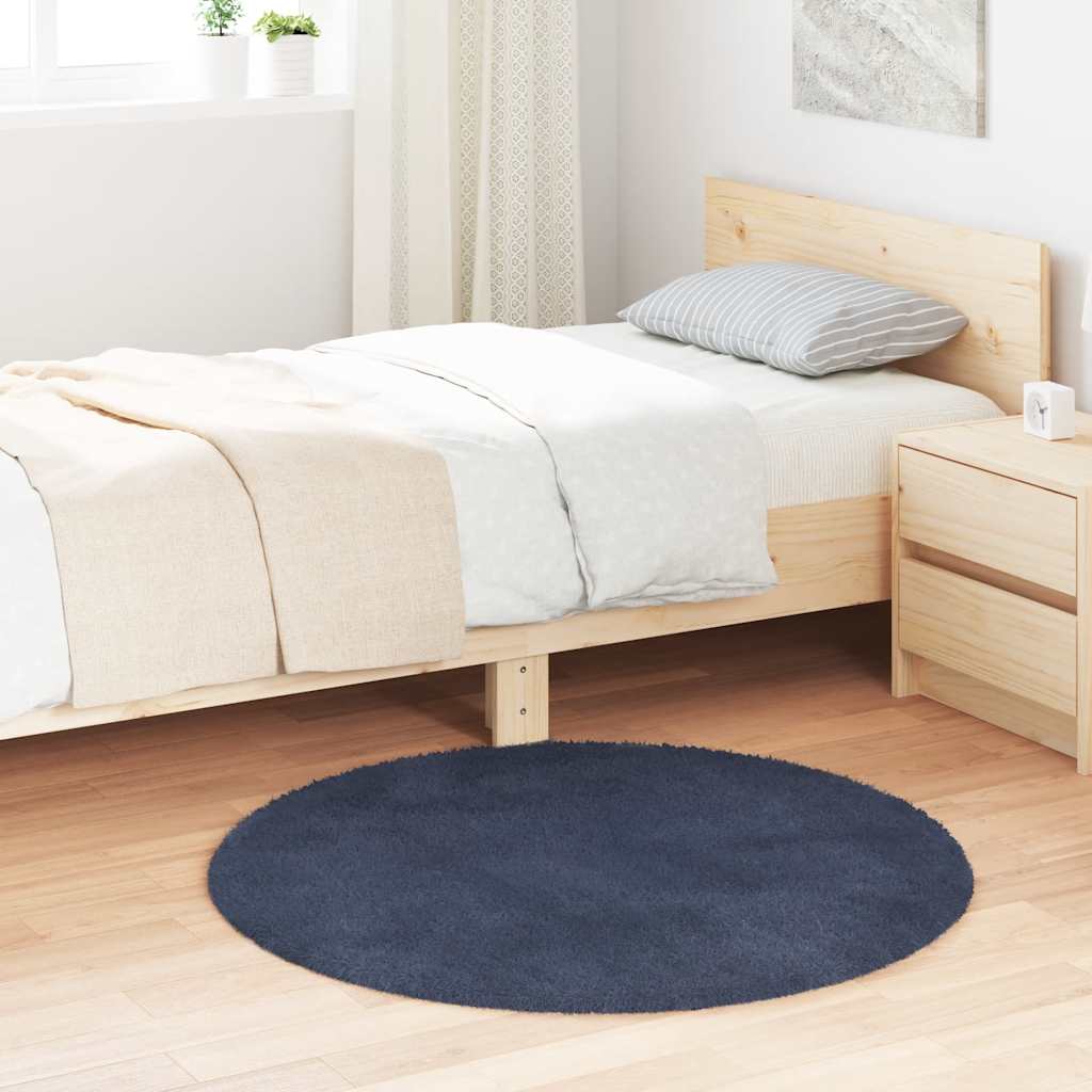 Shaggy Rug High Pile NAVARRA Navy 100x100 cm Polyester