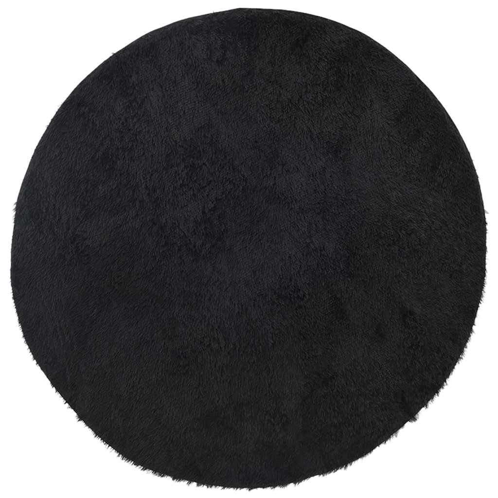 Shaggy Rug High Pile NAVARRA Black 120x120 cm Polyester