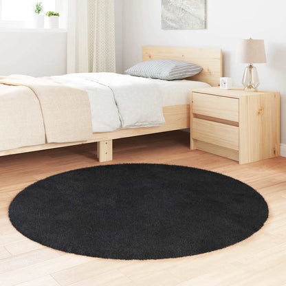 Shaggy Rug High Pile NAVARRA Black 120x120 cm Polyester