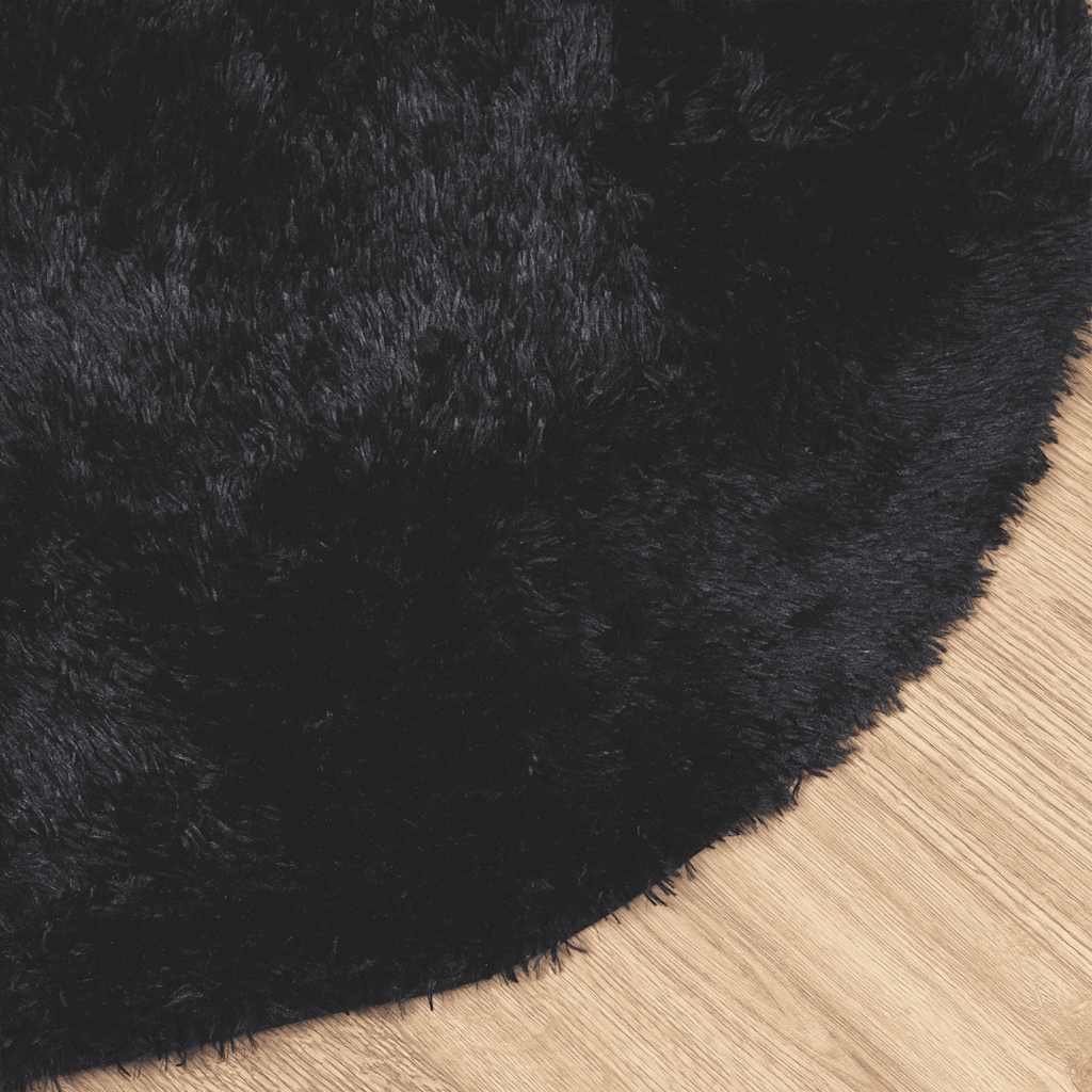Shaggy Rug High Pile NAVARRA Black 120x120 cm Polyester