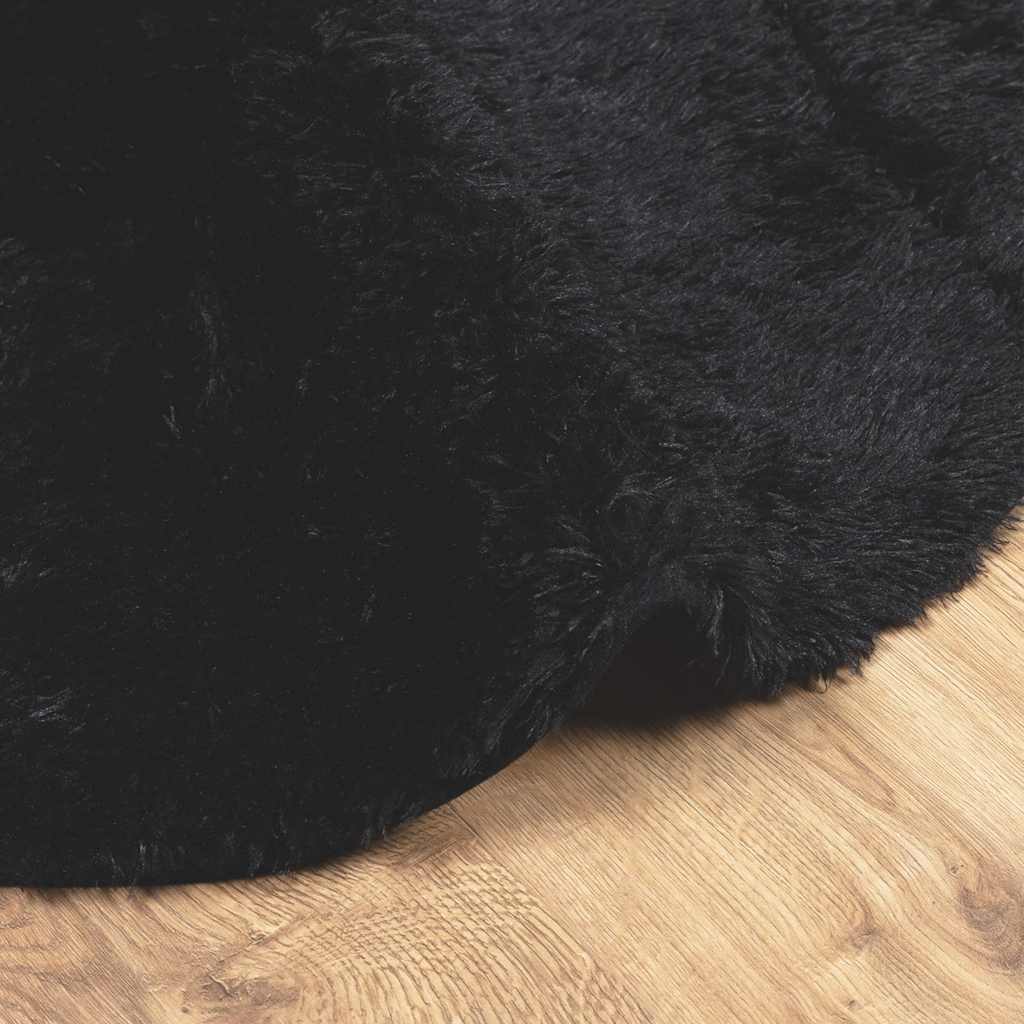 Shaggy Rug High Pile NAVARRA Black 120x120 cm Polyester