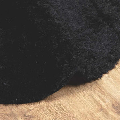 Shaggy Rug High Pile NAVARRA Black 120x120 cm Polyester