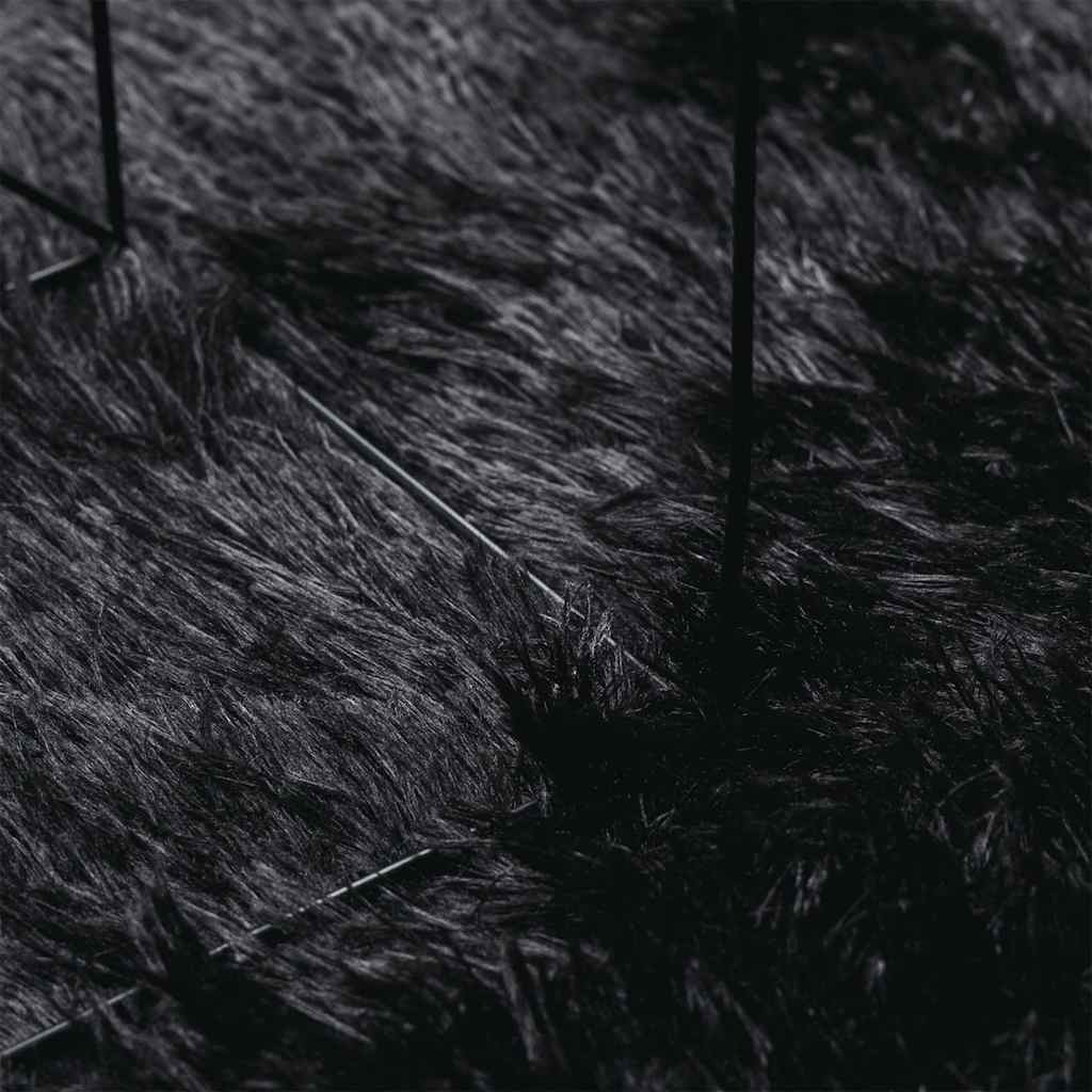 Shaggy Rug High Pile NAVARRA Black 120x120 cm Polyester