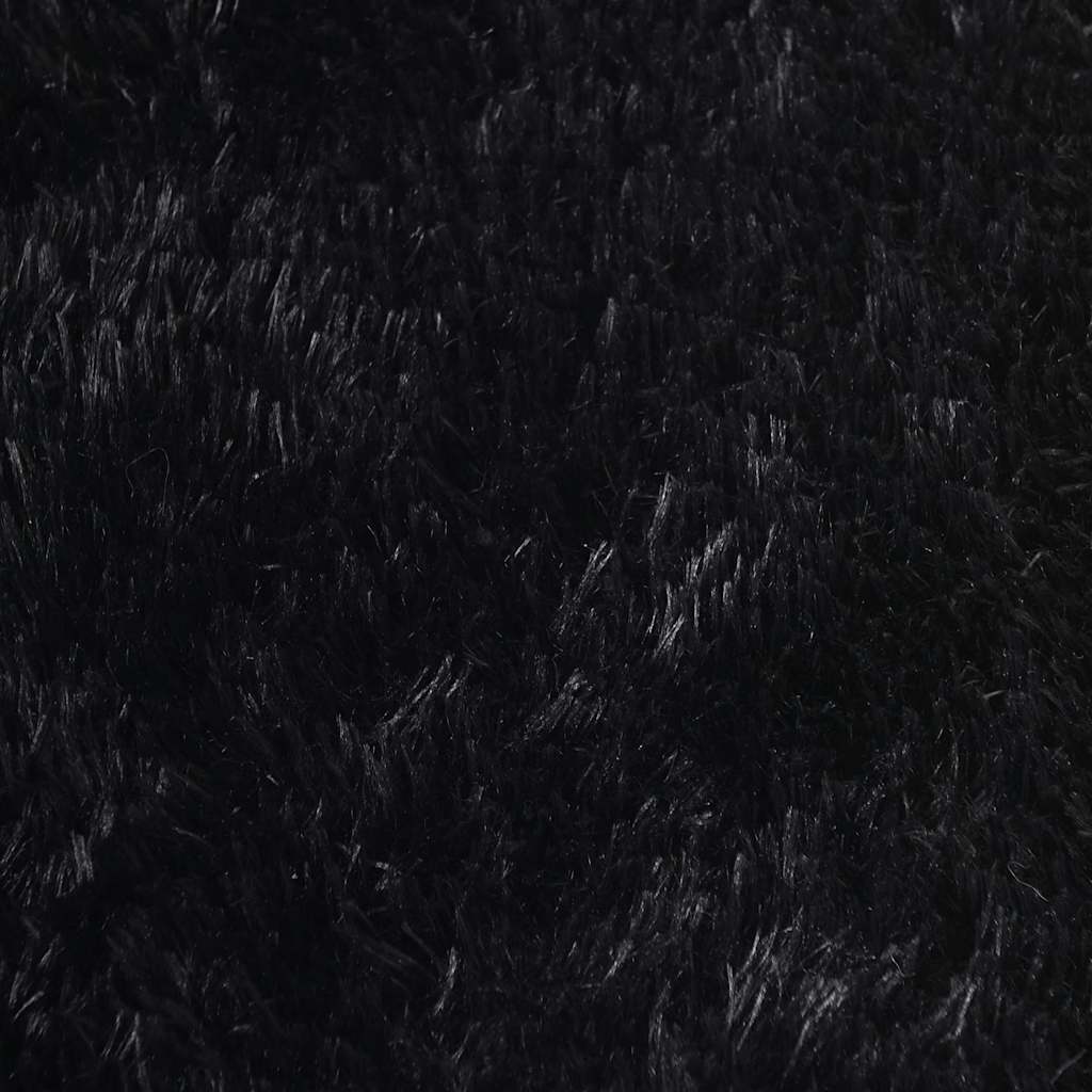 Shaggy Rug High Pile NAVARRA Black 120x120 cm Polyester