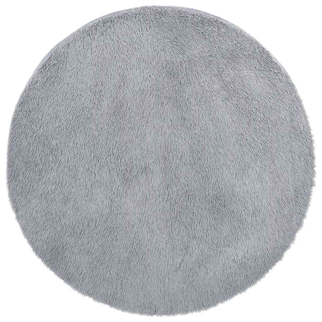 Shaggy Rug High Pile NAVARRA Light Grey 120x120 cm Polyester