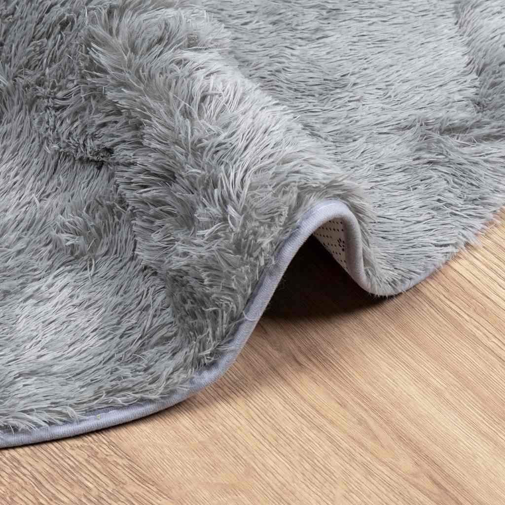 Shaggy Rug High Pile NAVARRA Light Grey 120x120 cm Polyester
