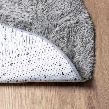 Shaggy Rug High Pile NAVARRA Light Grey 120x120 cm Polyester