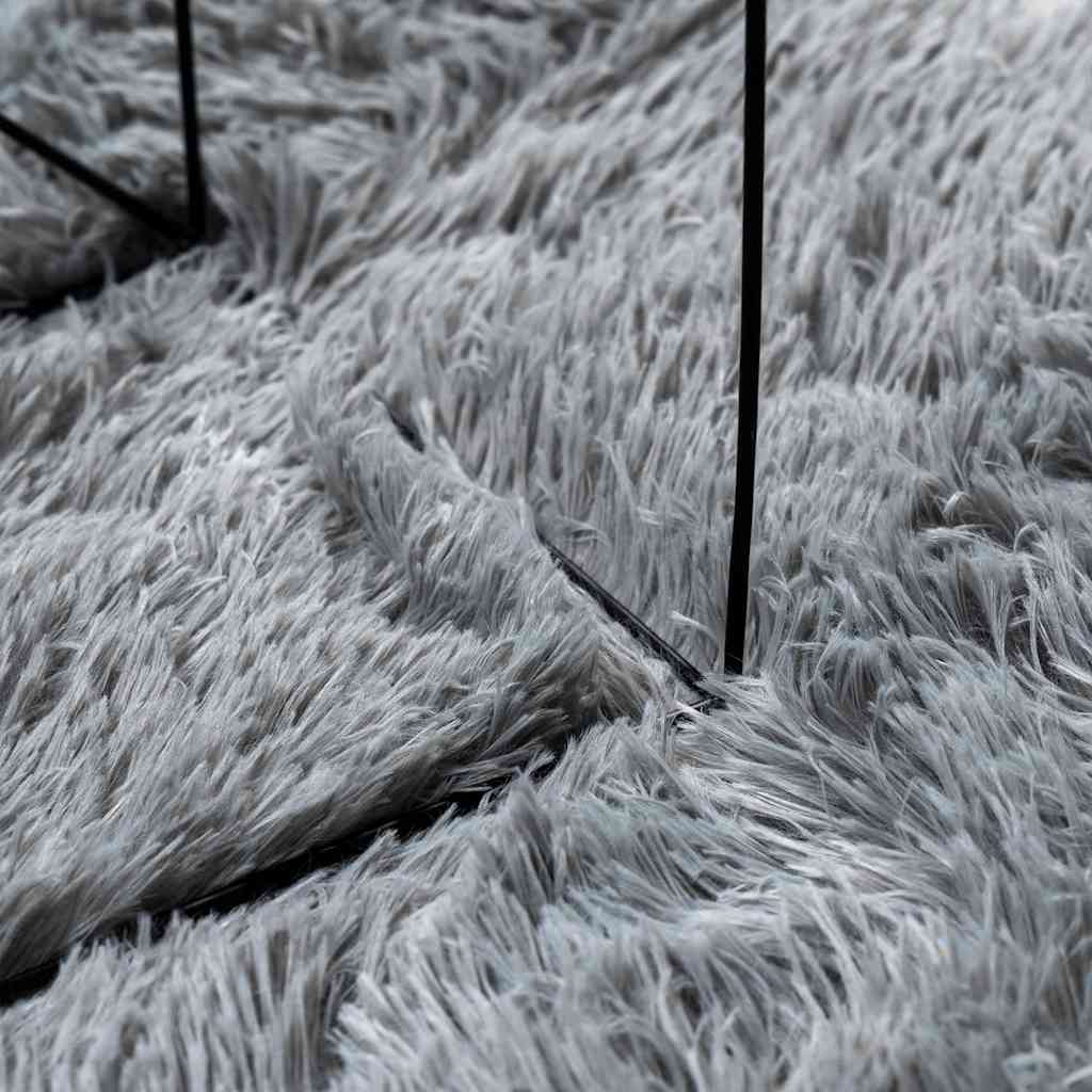 Shaggy Rug High Pile NAVARRA Light Grey 120x120 cm Polyester