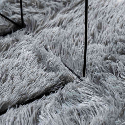 Shaggy Rug High Pile NAVARRA Light Grey 120x120 cm Polyester