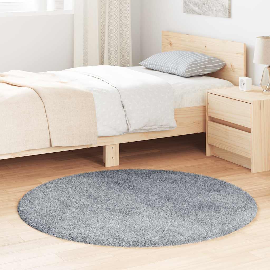 Shaggy Rug High Pile NAVARRA Light Grey 120x120 cm Polyester