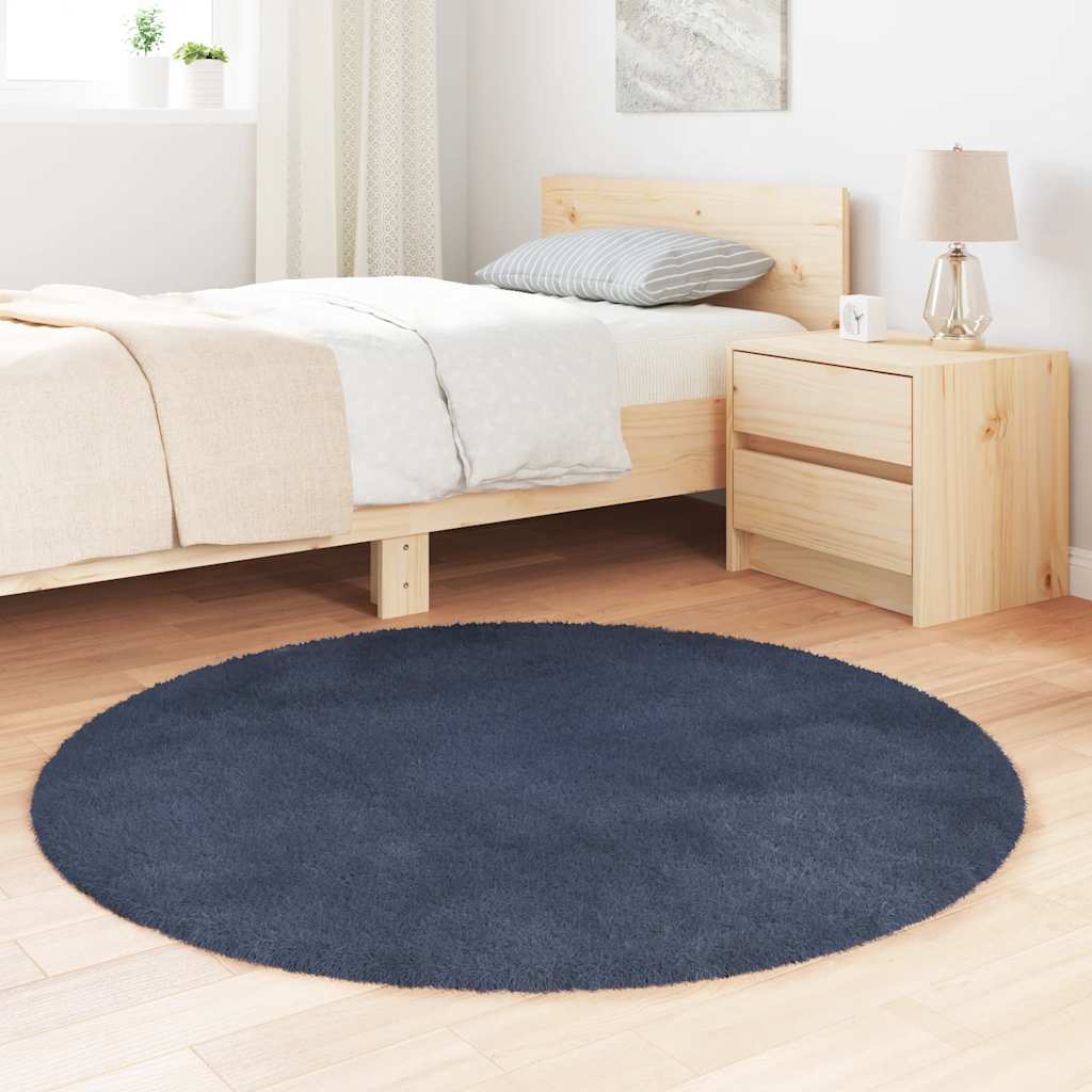 Shaggy Rug High Pile NAVARRA Navy 120x120 cm Polyester