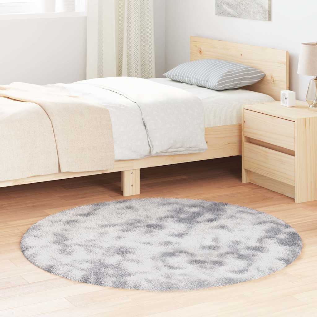 Shaggy Rug High Pile NAVARRA Silver Grey 120x120 cm Polyester