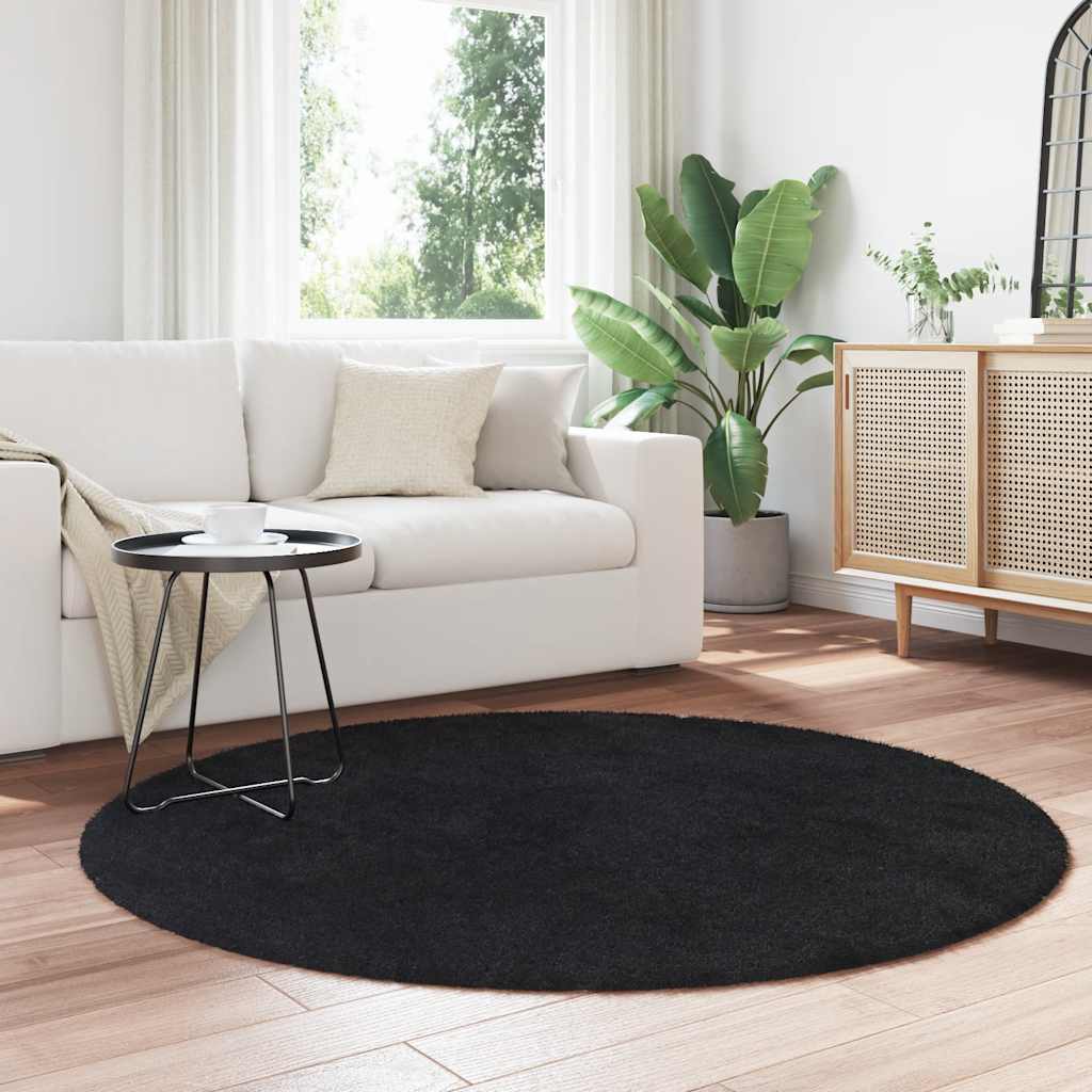 Shaggy Rug High Pile NAVARRA Black 160x160 cm Polyester