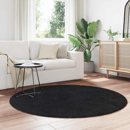 Shaggy Rug High Pile NAVARRA Black 160x160 cm Polyester