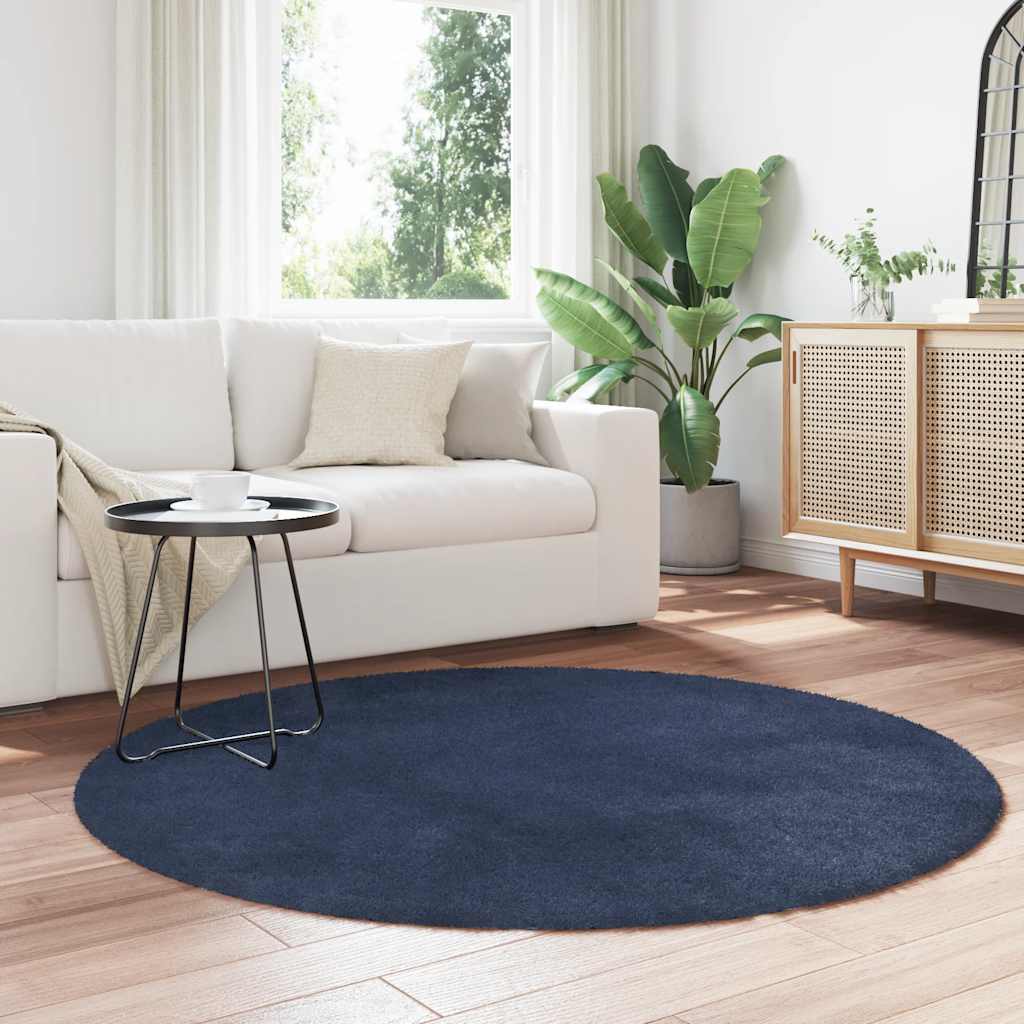 Shaggy Rug High Pile NAVARRA Navy 160x160 cm Polyester