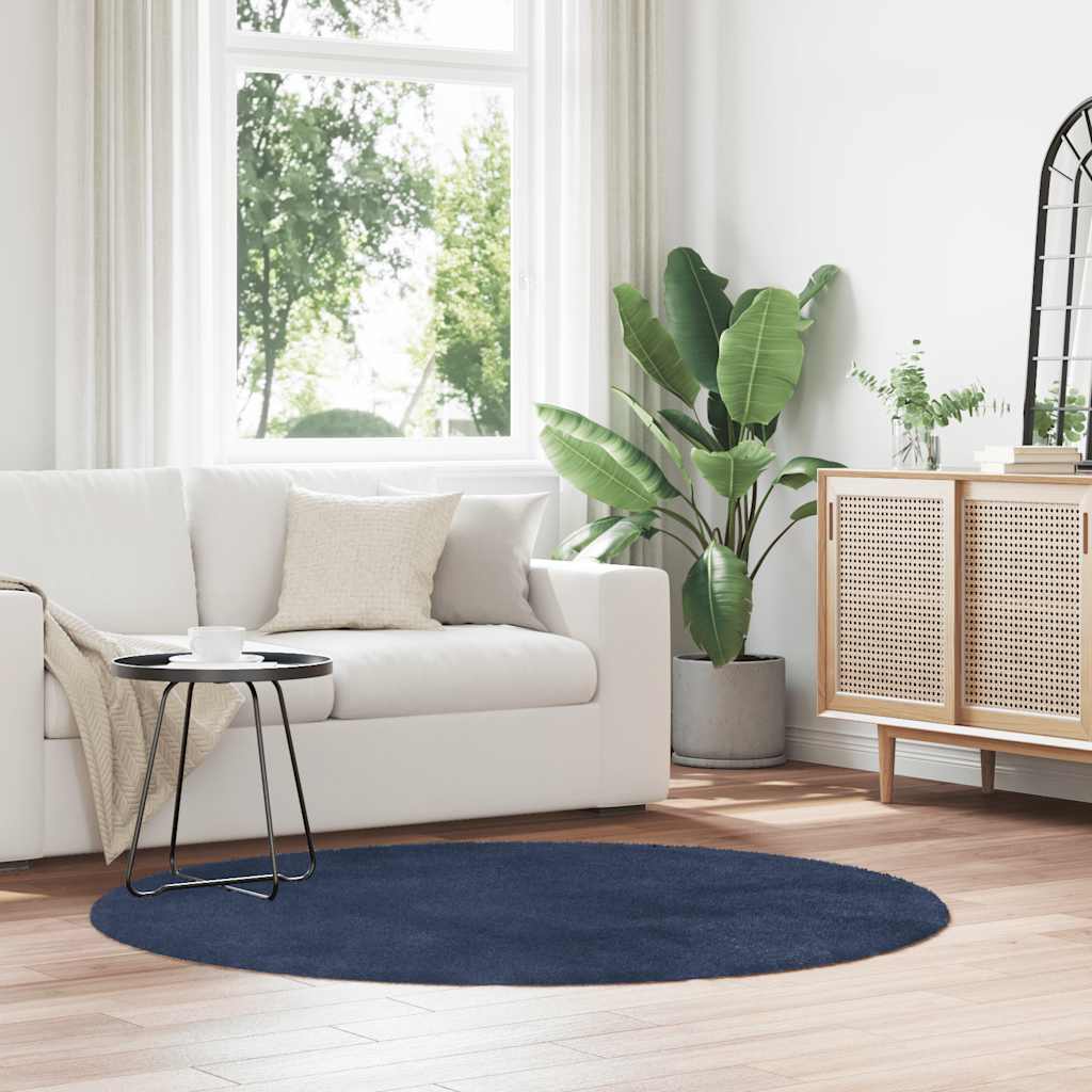 Shaggy Rug High Pile NAVARRA Navy 160x160 cm Polyester