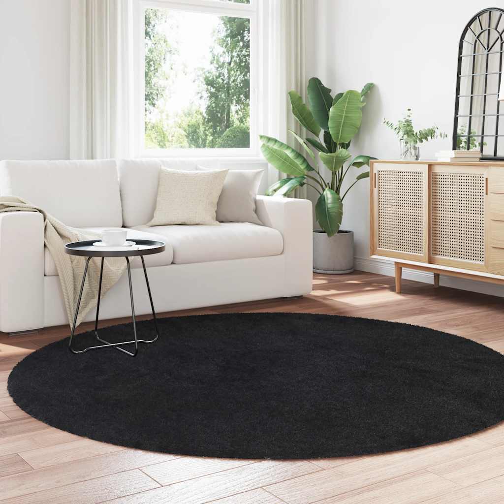 Shaggy Rug High Pile NAVARRA Black 200x200 cm Polyester