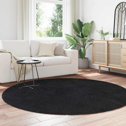 Shaggy Rug High Pile NAVARRA Black 200x200 cm Polyester