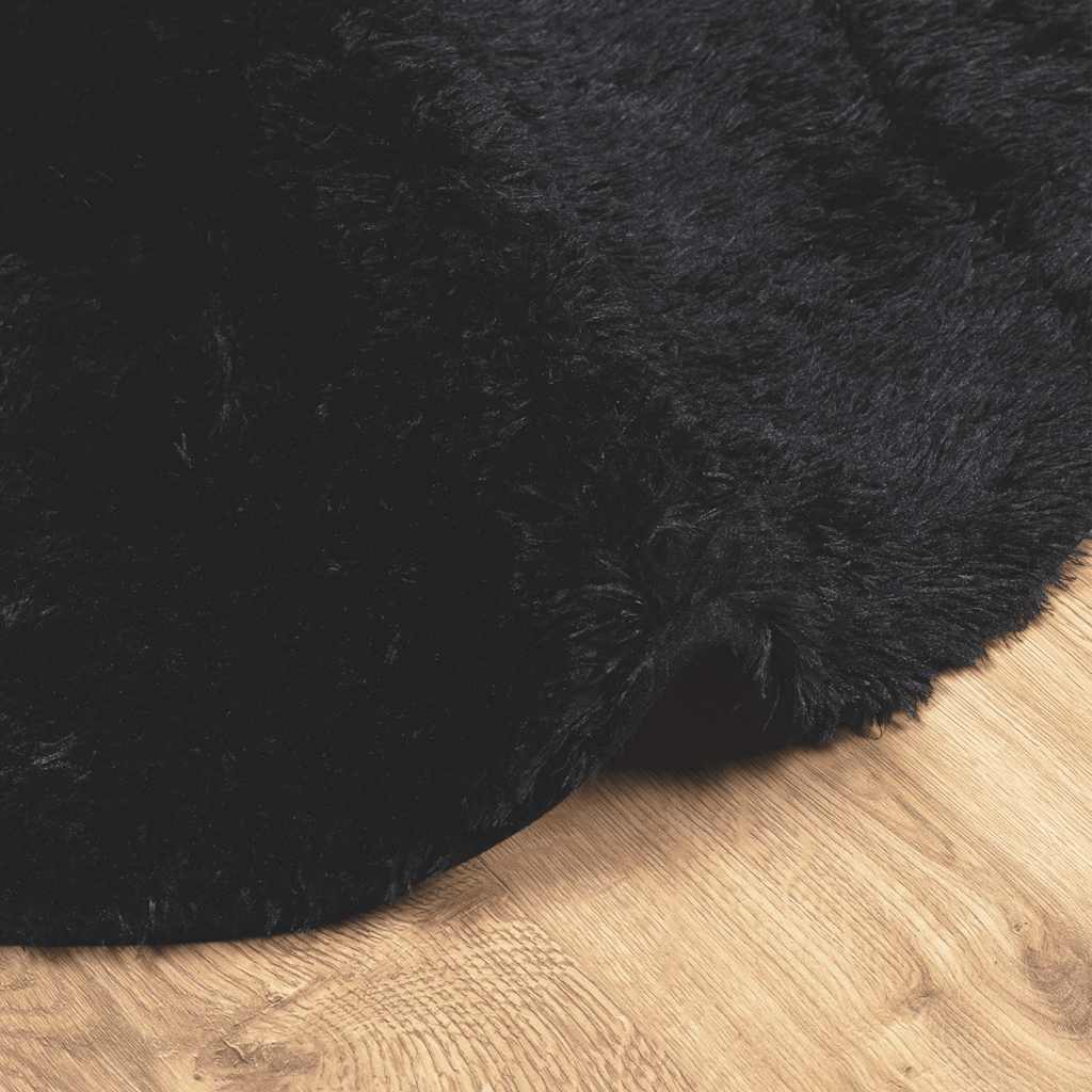Shaggy Rug High Pile NAVARRA Black 200x200 cm Polyester